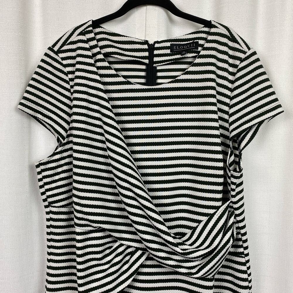 Eloquii Black&White Stripe Cap Sleeve Sheath Midi Dress Sz.22W - Picture 3 of 13